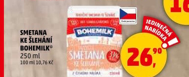 Smetana ke šlehání 33% Bohemilk Opočno