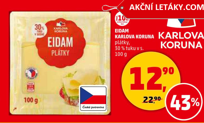 Sýr Eidam 30% Karlova Koruna