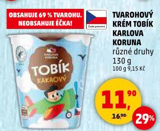 Tvarohový krém Tobík Karlova Koruna