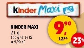 Tyčinka čokoládová mléčná Maxi Kinder