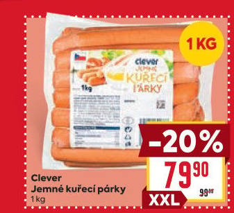 Párky kuřecí jemné Clever