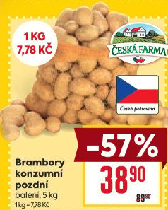 Brambory konzumní pozdní Česká farma