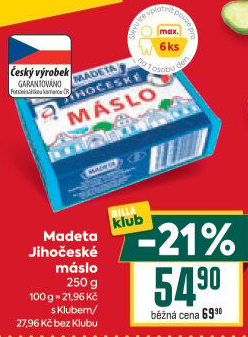 Máslo Jihočeské Madeta
