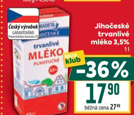 Mléko trvanlivé Jihočeské Madeta - 3,5% plnotučné