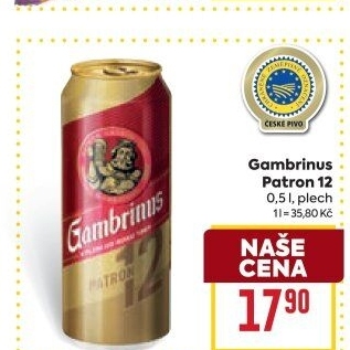 Pivo světlý ležák 12° Patron Gambrinus