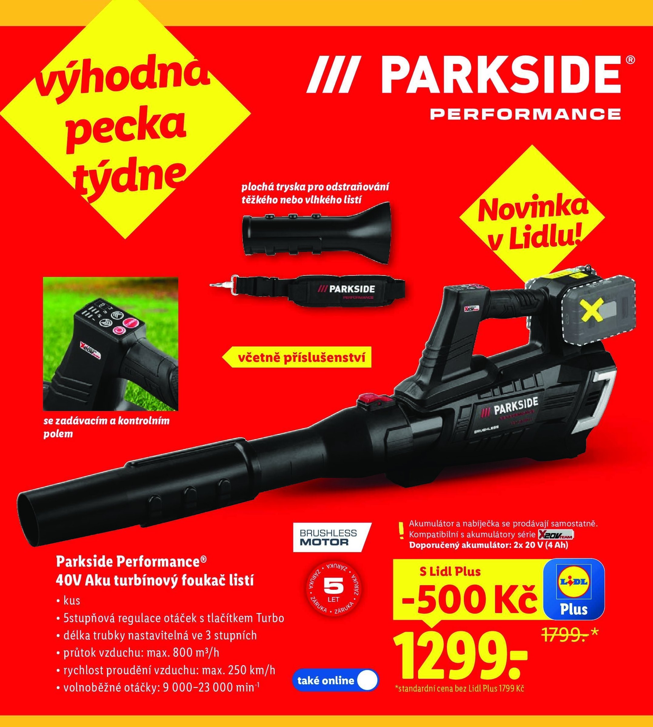 Parkside Performance 40V Aku turbínový foukač listí