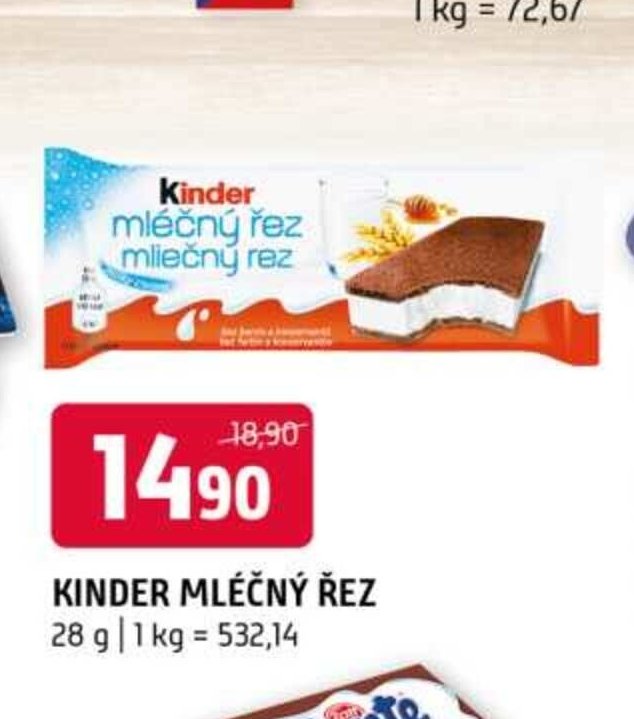 Kinder mléčný řez