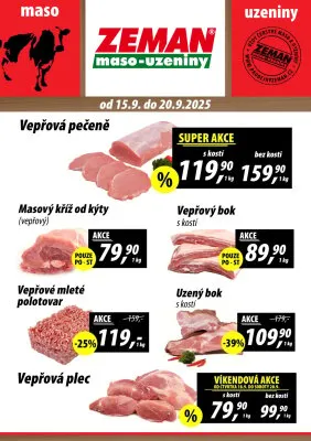 akční leták ZEMAN maso - uzeniny 15.9.2025-20.9.2025