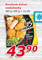 Medailonky kuřecí smažené mražené Vodňanské kuře