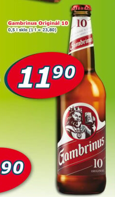 Pivo světlé výčepní Originál 10° Gambrinus