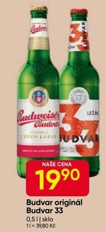 Pivo světlý ležák Original Budweiser Budvar