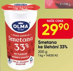 Smetana ke šlehání Olma 33%