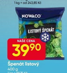 Špenát listový mražený Nowaco