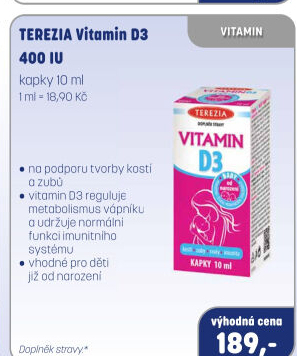 Doplněk stravy Vitamín D3 400 IU Terezia