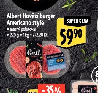 Albert Hovězí burger Americano style