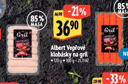 Albert Vepřové klobásky na gril