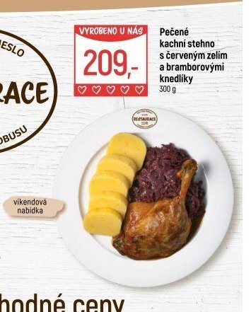 Pečené kachní stehno s červeným zelím a bramborovými knedlíky