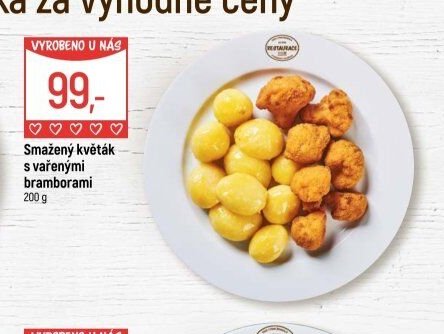 Smažený květák s vařenými bramborami