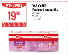Papírové kapesníčky 4vrstvé Váš Výběr