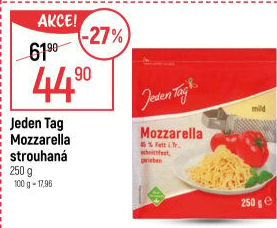 Sýr Mozzarella strouhaná Jeden Tag