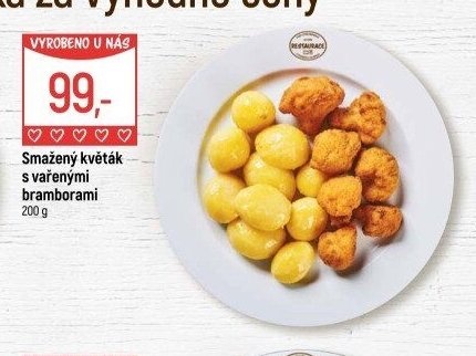 Smažený květák s vařenými bramborami