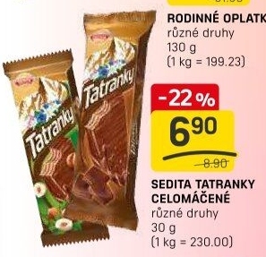 Celomáčené Tatranky Sedita