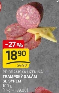 Salám trampský se sýrem Příbramská uzenina
