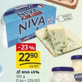 Sýr Niva Jihočeská 45% Madeta