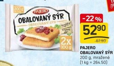 Sýr obalovaný mražený Pajero