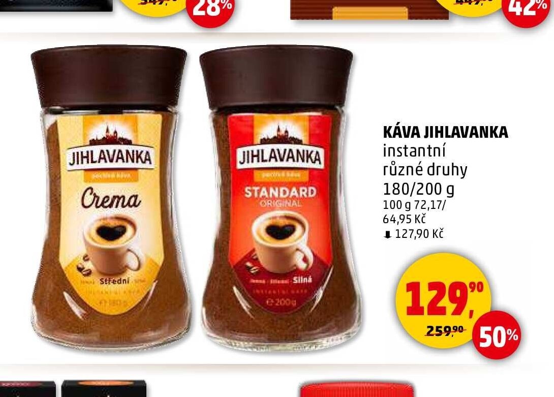 KÁVA JIHLAVANKA instantní různé druhy 180/200 g