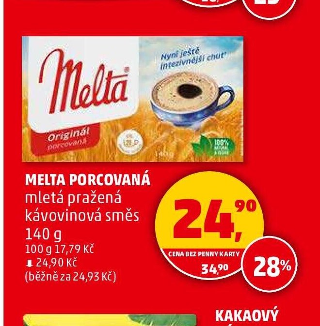 MELTA PORCOVANÁ mletá pražená kávovinová směs 140 g