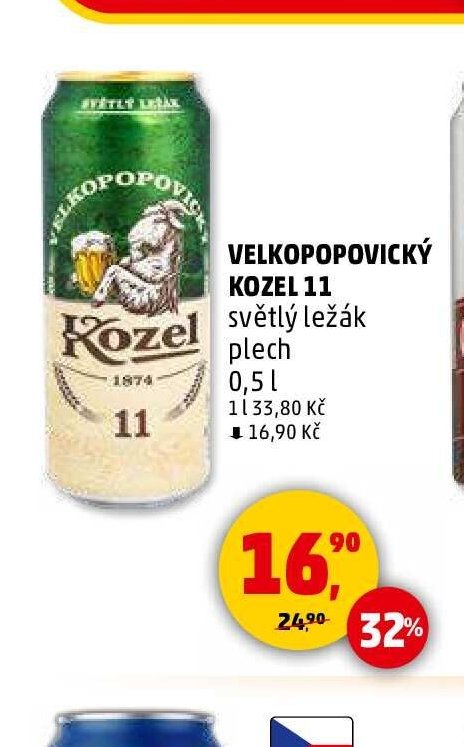VELKOPOPOVICKÝ KOZEL 11 světlý ležák plech