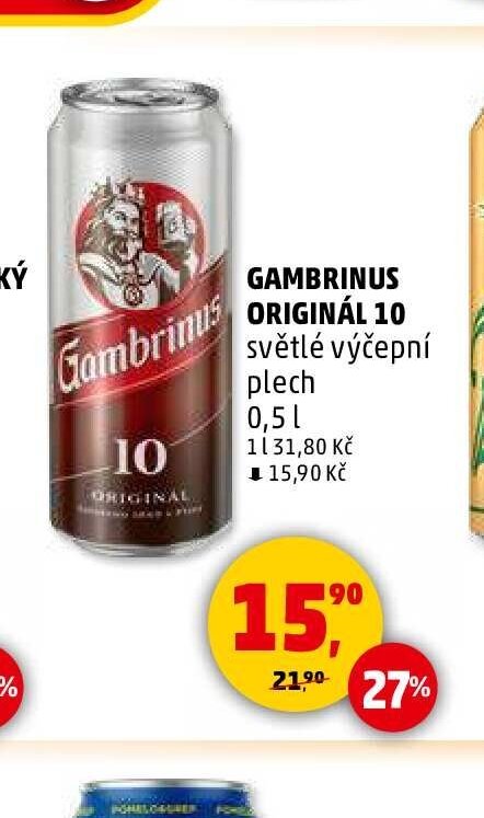 GAMBRINUS ORIGINÁL 10 světlé výčepní plech