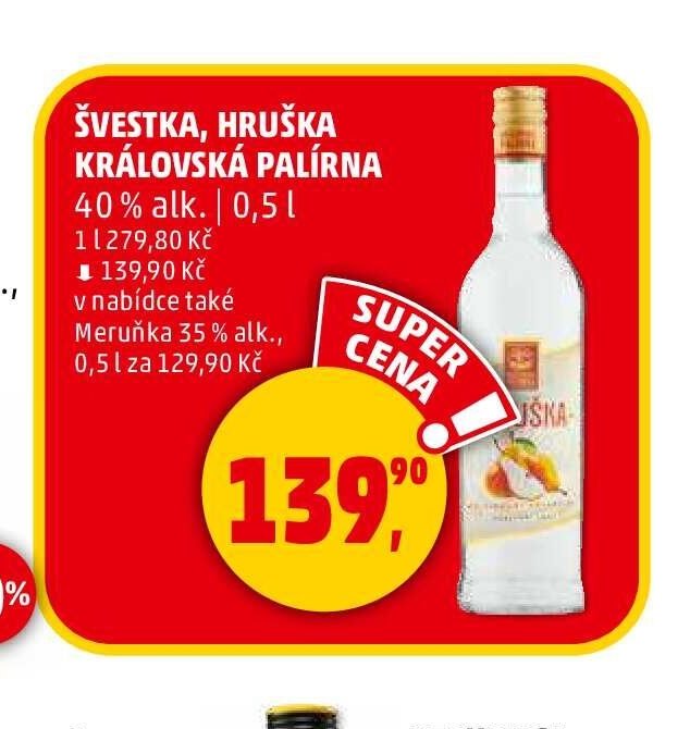 Švestka, Hruška Královská palírna 40% alk. 0,5l - Penny Market akcniletaky.com