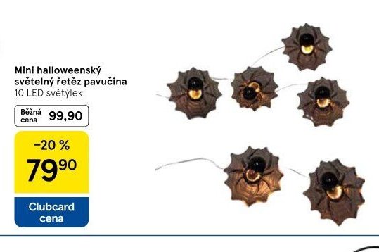 Mini halloweenský světelný řetěz pavučina
