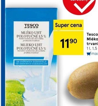 Mléko trvanlivé Tesco - 1,5% polotučné