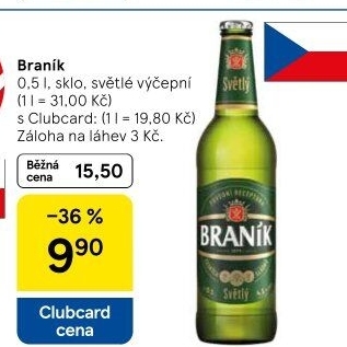 Pivo světlé výčepní 10° Braník