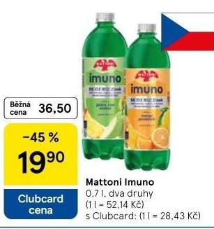 Ochucená voda Mattoni Imuno