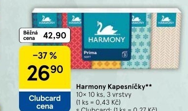 Papírové kapesníčky 3vrstvé Harmony