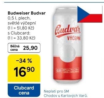 Pivo světlé výčepní Budweiser Budvar