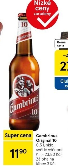 Pivo světlé výčepní Originál 10° Gambrinus