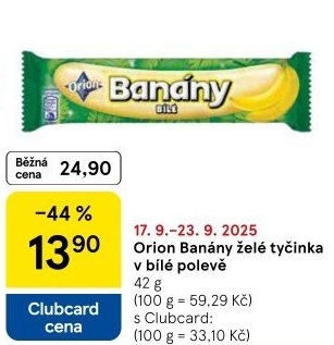 Tyčinka Banány v čokoládě Orion