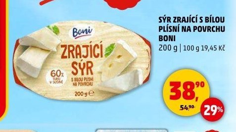 Sýr zrající s bílou plísní na povrchu Boni