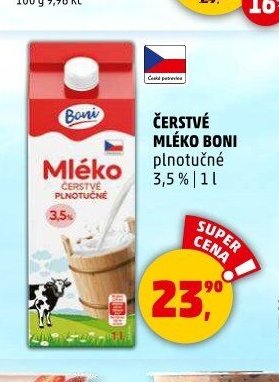 Čerstvé mléko Boni plnotučné 3,5%
