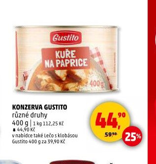 Konzerva Gustito Kuře na paprice