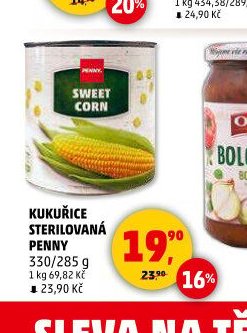 Kukuřice sterilovaná Penny