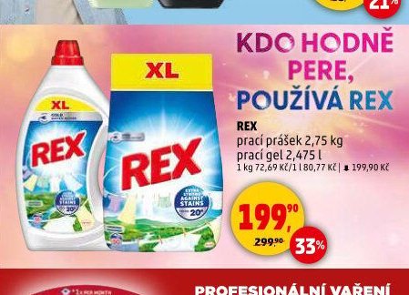 Rex prací prášek 2,75 kg / prací gel 2,475 l