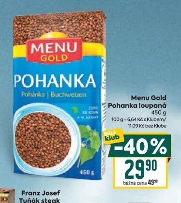 Menu Gold Pohanka loupaná