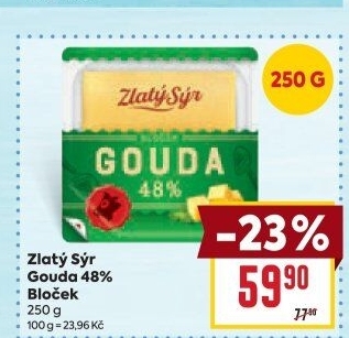 Sýr Gouda 48% Zlatý sýr Milkpol