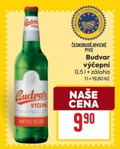 Pivo světlé výčepní Budweiser Budvar